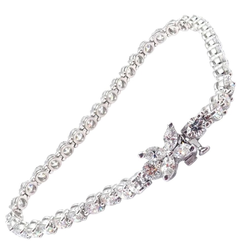 Authentic! Tiffany & Co Victoria Platinum 6.53ct Diamond Line Tennis Bracelet